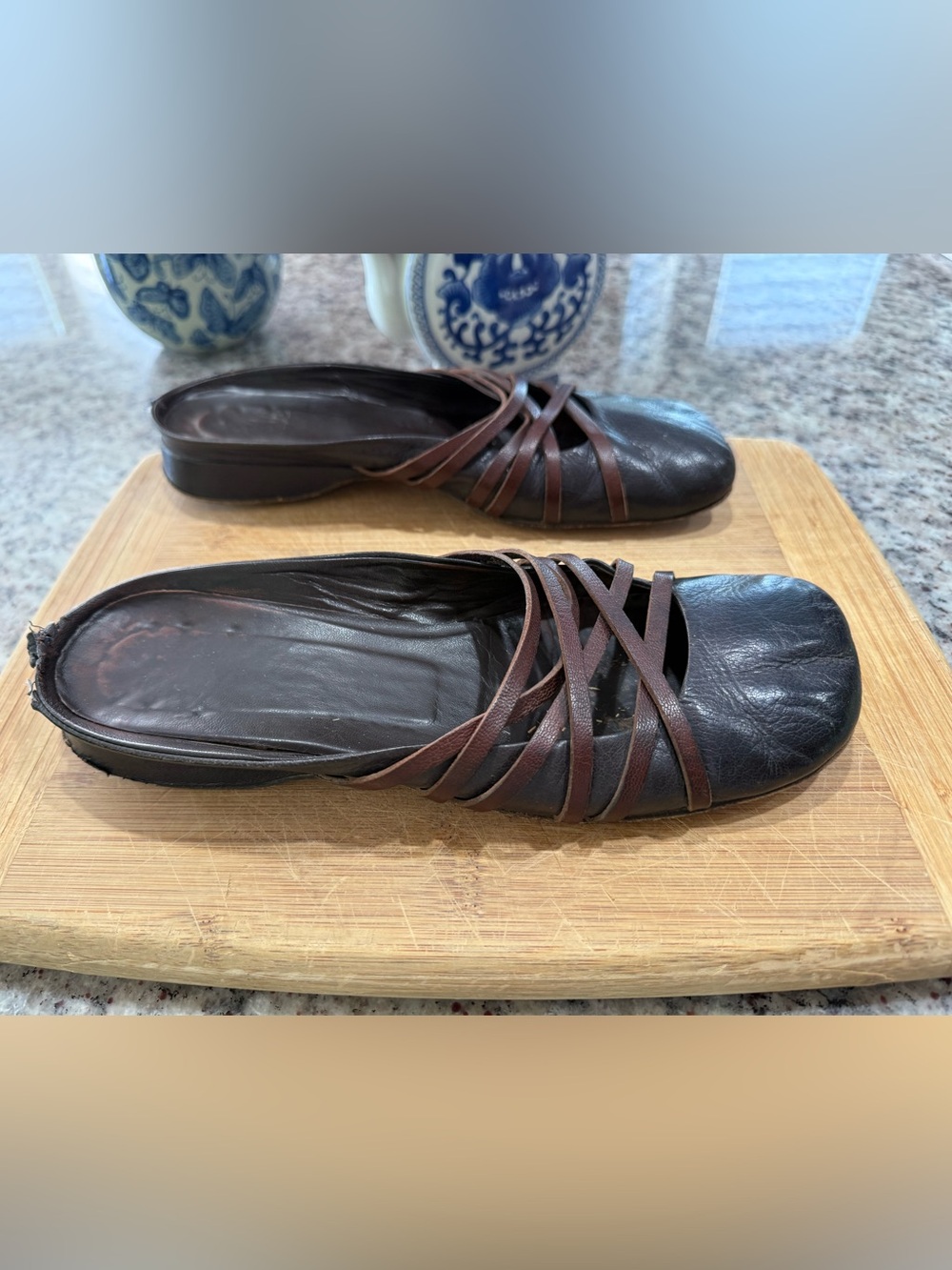 Women's Brown Strappy Leather Mule - Comfortable Slip-On - Picture 5 of 10